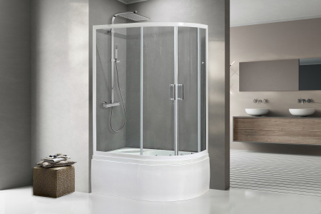 Душевой уголок Royal Bath BK RB8120BK-T-L 120х80 стекло прозрачное профиль белый с поддоном