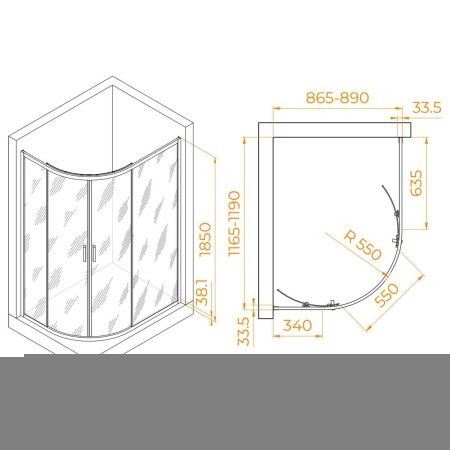 Душевой уголок RGW Passage 41086192-11 120х90 стекло прозрачное профиль хром без поддона