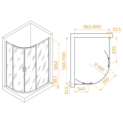 Душевой уголок RGW Passage 41086192-11 90х120 стекло прозрачное профиль хром глянцевый без поддона - фото 2