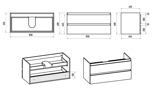 Тумба под раковину Brevita Victory VIC-07105-0302Я 101х45х49 подвесная - фото 5