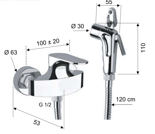 Гигиенический душ со смесителем Remer LC31DP хром - фото 2