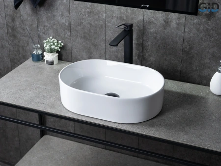 Раковина керамическая Gid Lago 51239 50х30 накладная цвет белый без отверстий под смеситель