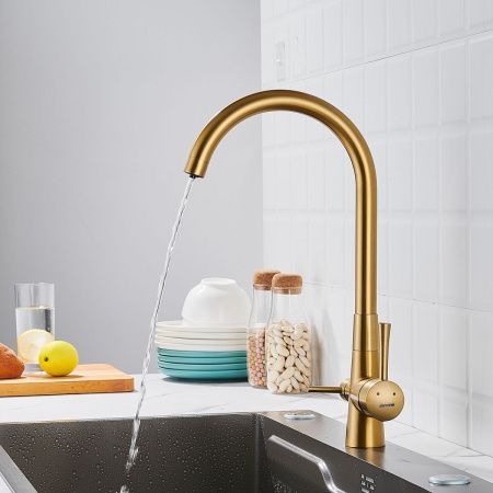 Смеситель для кухни Shevanik S428G на мойку золото