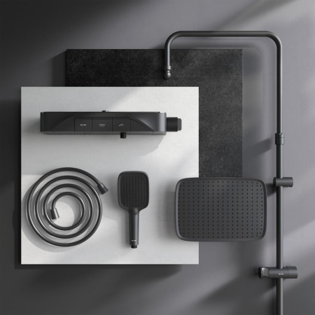 Душевая стойка Am.Pm Func F078F222 настенная цвет черный с термостатом