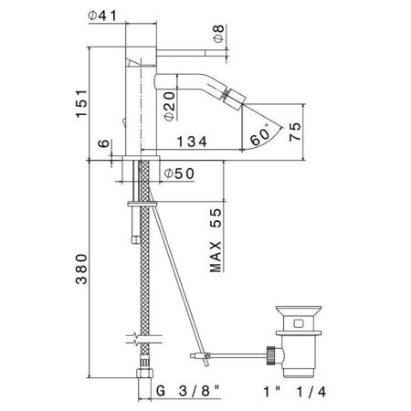 Смеситель Newform X-STEEL 316 69623X.59.064 на биде оружейная сталь