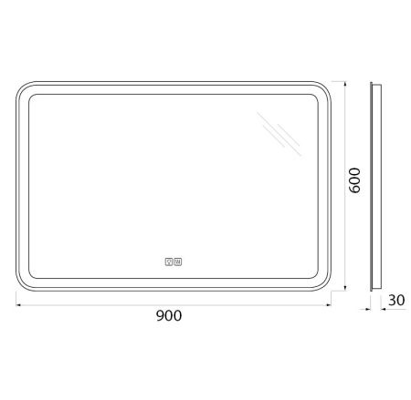 Зеркало с подсветкой и антизапотеванием BelBagno Marino SPC-MAR-900-600-LED-TCH-WARM 90х60 подвесное