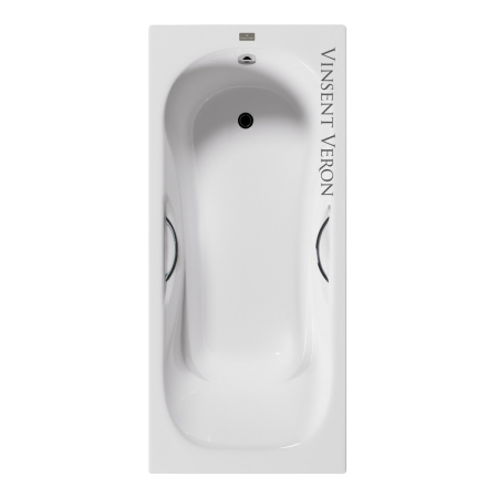 Ванна чугунная Vinsent Veron Aura VAU1507542H/VH0015CH 150х75 пристенная прямоугольная с ножками с ручками