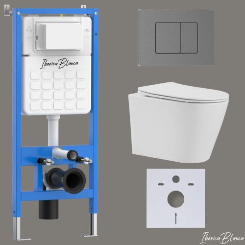 Комплект унитаз с инталляцией и клавишей смыва Iberica Blanca BURGOS ALTO IB001.BRA.234.1180 - фото 2