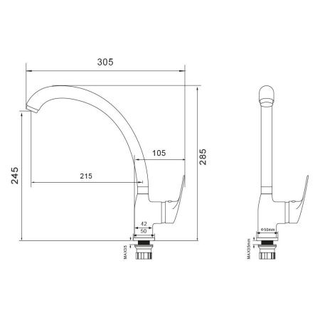 Смеситель для кухни WesnaArt Ocean OCE12-120 на мойку хром