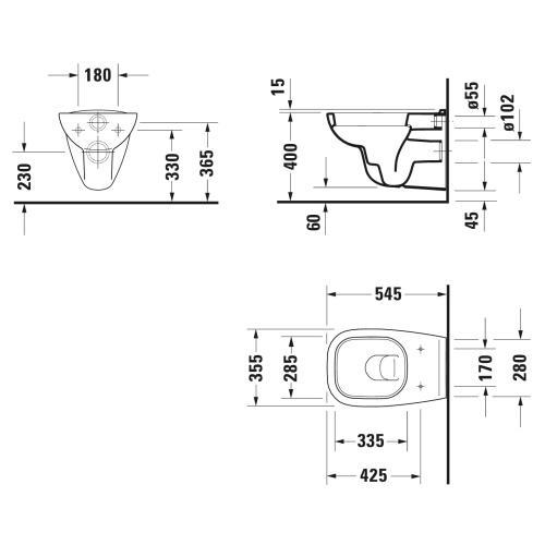 Унитаз подвесной Duravit D-Code 45351900A1 (253509+006731) белый с сиденьем - фото 2