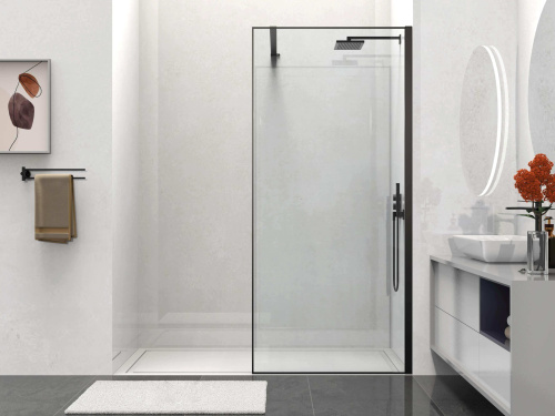 Душевая перегородка Vincea Walk in HS VSW-1HS900CLB 90х200 стекло прозрачное профиль черный - фото 2