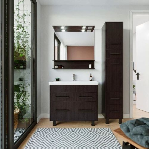 Зеркало с подсветкой Бриклаер 4627125415074 90х90 цвет венге - фото 5