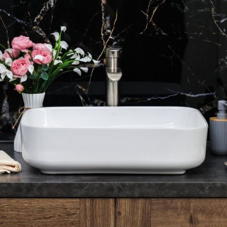 Раковина из сантехнического фарфора Melana 78109-805 50х40 накладная цвет белый без отверстий под смеситель