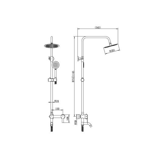 Душевая стойка Fashun A52422 настенная цвет сатин - фото 3