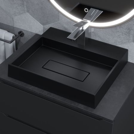 Раковина из искусственного камня Uperwood Tanos Quartz 2911030051 50х40 накладная цвет черный