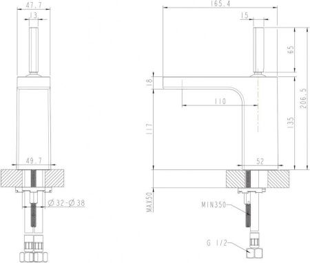 Смеситель для раковины Bravat Spring F179113C на столешницу хром