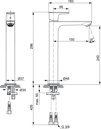 Смеситель для раковины Ideal Standard Connect Air A7027A5 на столешницу серый