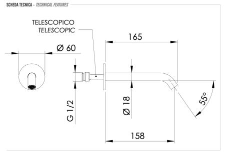 Излив Remer X Style Inox SS91X настенный нержавеющая сталь