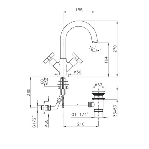 Смеситель Nicolazzi Mac Kinley 05 2236CR29 на раковину хром с термостатом - фото 2