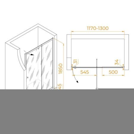 Душевая дверь RGW Passage 41080212-11 120х185 стекло прозрачное профиль хром