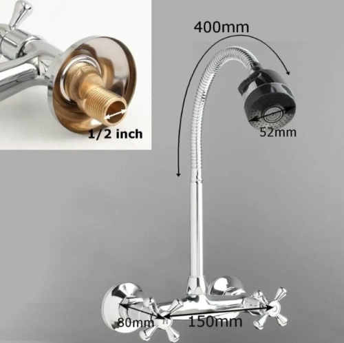 Смеситель для кухни D-Lin D142810-T настенный хром - фото 2