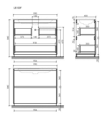 Тумба под раковину Sancos Libra Floor LB100FW 100х50 напольная цвет белый