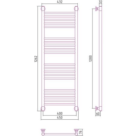 Полотенцесушитель водяной Сунержа Богема + 31-0220-1240 40х120 черный