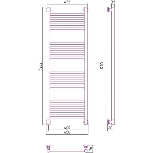 Полотенцесушитель Сунержа Богема + 31-0220-1240 45х126 водяной черный матовый - фото 4