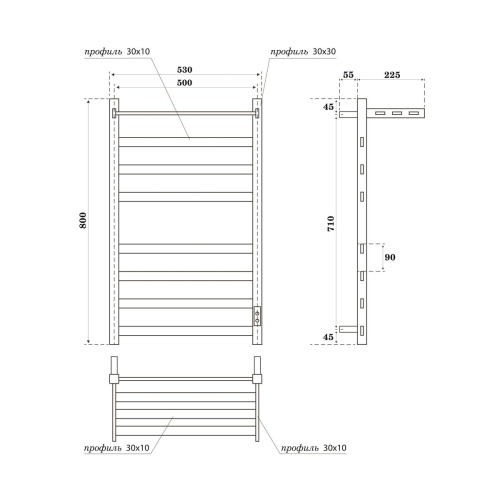 Полотенцесушитель Point Меркурий PN83858PGR электрический графит - фото 2