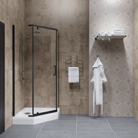 Душевой уголок Тритон Дека Щ0000059782 90х90 стекло прозрачное профиль черный с поддоном