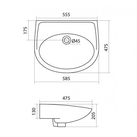 Раковина из сантехнического фарфора Santek Бореаль 1WH110481 60х50 подвесная цвет белый