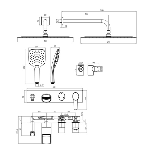 Душевая система LeMark Atlantiss LM3225C встраиваемая в стену - фото 2