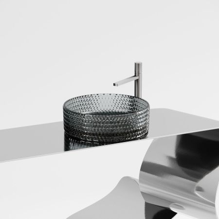 Раковина стеклянная Ceramica Nova CRISTAL CN6060 40х40 накладная цвет черный без отверстий под смеситель