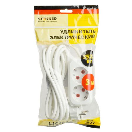 Удлинитель двухместный Stekker Home (Хоме) 49340