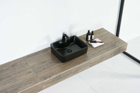 Раковина из сантехнического фарфора Orange B01-475mb 50х40 накладная цвет черный 1 отверстие под смеситель