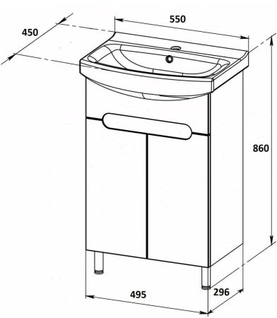 Тумба с раковиной Orange TOPLINE-Rio TR55-01C+RA 60х50 напольная цвет белый