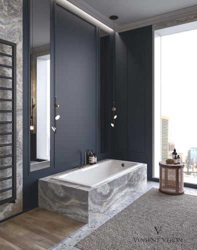 Ванна чугунная Vinsent Veron Square VSQ1707545H/E60327CH-AS 170х75 пристенная прямоугольная с ножками с ручками - фото 4