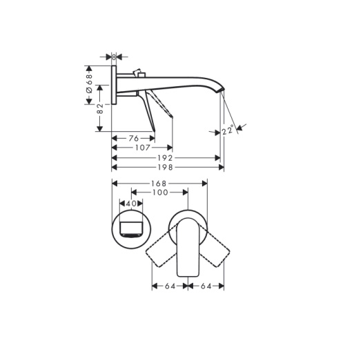 Смеситель Hansgrohe 75050000 встраиваемый в стену хром без термостата - фото 2