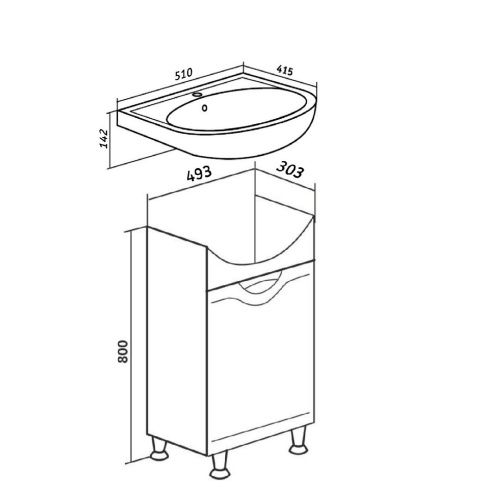 Тумба под раковину Runo Фортуна 00000001135 50х30 напольная цвет белый - фото 4