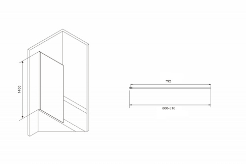 Душевая шторка на ванну Abber Immer Offen AG71080B 80х140 стекло прозрачное профиль черный - фото 3