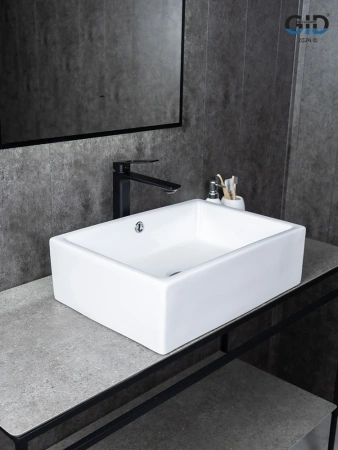 Раковина керамическая Gid Geométrico 51125 50х40 накладная цвет белый без отверстий под смеситель