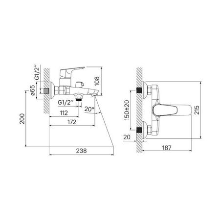 Смеситель для ванны и душа IDDIS Zodiac ZODSB02i02WA настенный хром