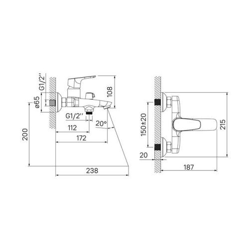 Смеситель для ванны и душа IDDIS Zodiac ZODSB02i02 настенный хром - фото 4