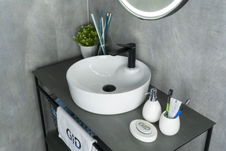 Раковина керамическая Gid Esfera 51181 40х40 накладная цвет белый 1 отверстие под смеситель