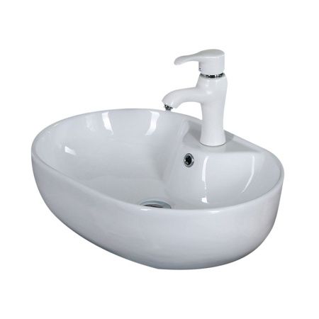 Раковина из сантехнического фарфора Melana 7734-805 60х40 накладная цвет белый 1 отверстие под смеситель