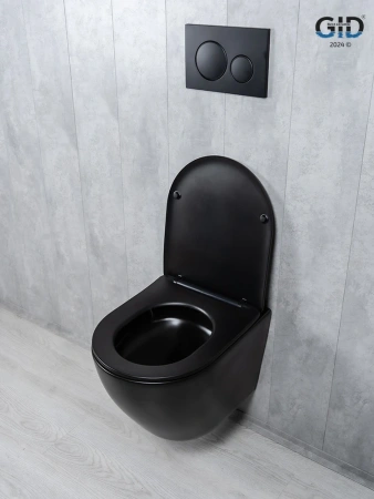 Унитаз подвесной Gid Tornado 62261Y черный матовый с сиденьем микролифт безободковый смыв торнадо