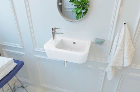 Раковина из сантехнического фарфора Lavinia Boho One 33310001L 40х20 подвесная цвет белый 1 отверстие под смеситель