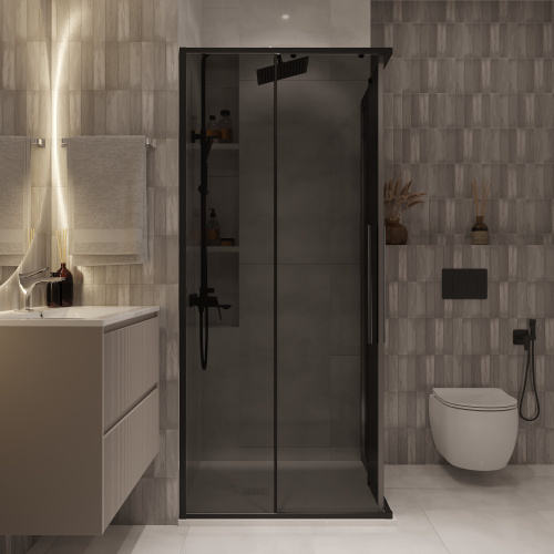 Душевой уголок Niagara Nova NG-2822-34BLACK 80х80 стекло тонированное профиль черный матовый - фото 4