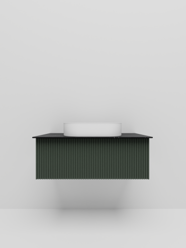 Тумба со столешницей La Fenice TERRA NFNC-01-TER-G-100-3-GB 102х37х47 подвесная цвет серый/зелёный - фото 2
