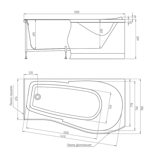 Ванна акриловая Timo VINO VINO1590R-KTVINO15-SPV1505-FPVINO15R-TPVINO15R 150х90 пристенная асимметричная с каркасом - фото 2 Ванна акриловая Timo VINO VINO1590R-KTVINO15-SPV1505-FPVINO15R-TPVINO15R 150х90 пристенная асимметричная с каркасом - фото 2